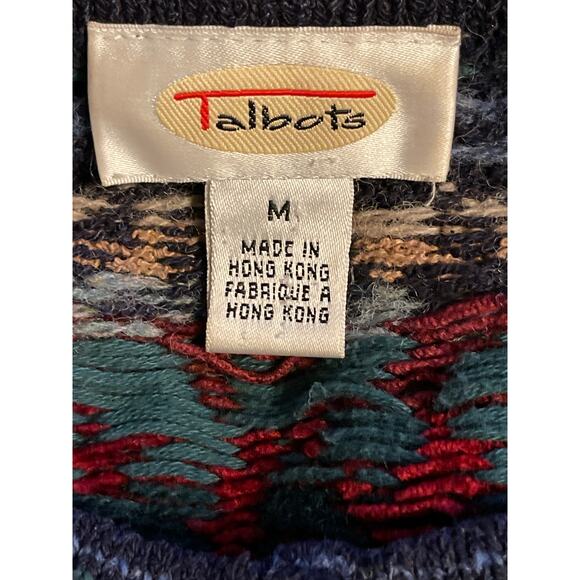 Talbots Vintage 90's Women's Cardigan Sweater Fair Isle Sweater Medium - Picture 6 of 6